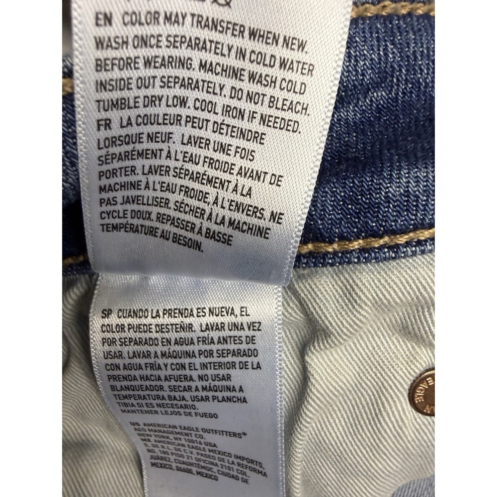 American Eagle Low Rise Baggy Wide Leg Jeans Comfort Stretch Blue Denim Sz 14 - Picture 10 of 12